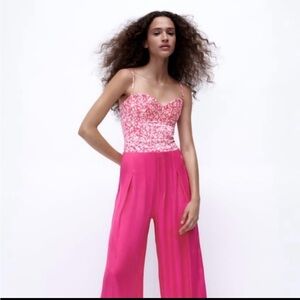 Zara Pink Floral Jumpsuit